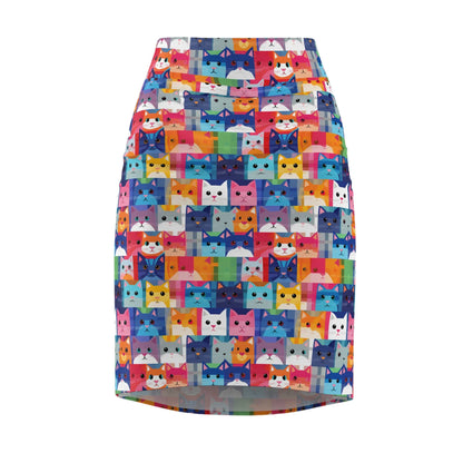 colorful-cat-v1-bleistiftrock-fur-damen-eleganter-mid-waist-rock-mit-stretch-komfort-bleistiftrock-jlr-design-4 - JLR Design