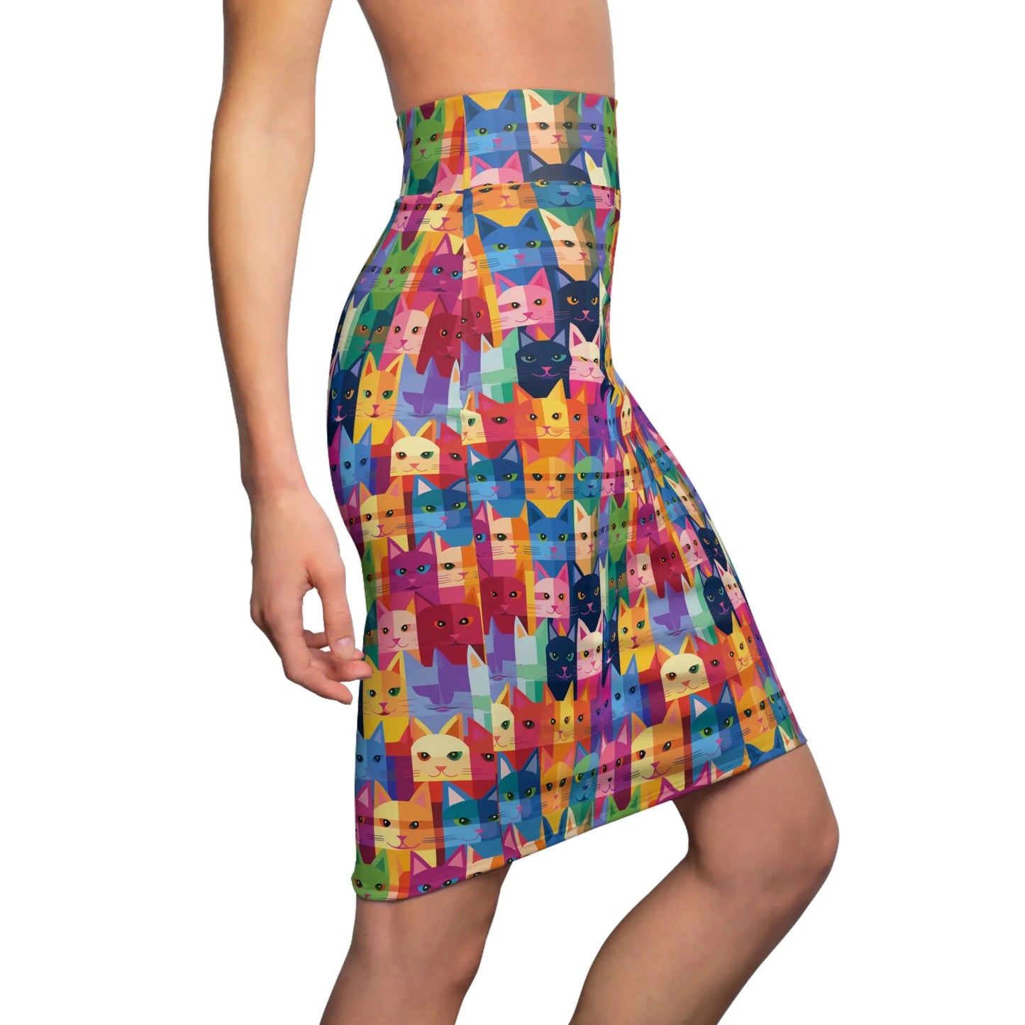 colorful-cat-v2-bleistiftrock-fur-damen-eleganter-mid-waist-rock-mit-stretch-komfort-bleistiftrock-jlr-design-3 - JLR Design