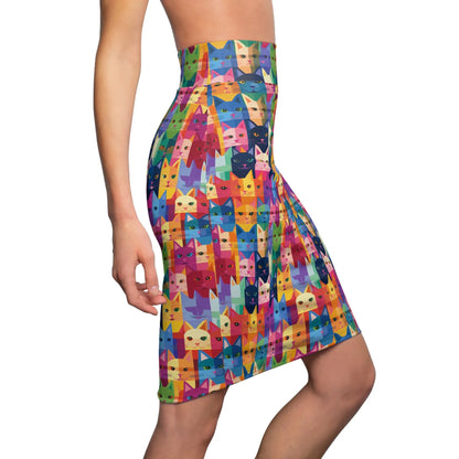 colorful-cat-v2-bleistiftrock-fur-damen-eleganter-mid-waist-rock-mit-stretch-komfort-bleistiftrock-jlr-design-3 - JLR Design
