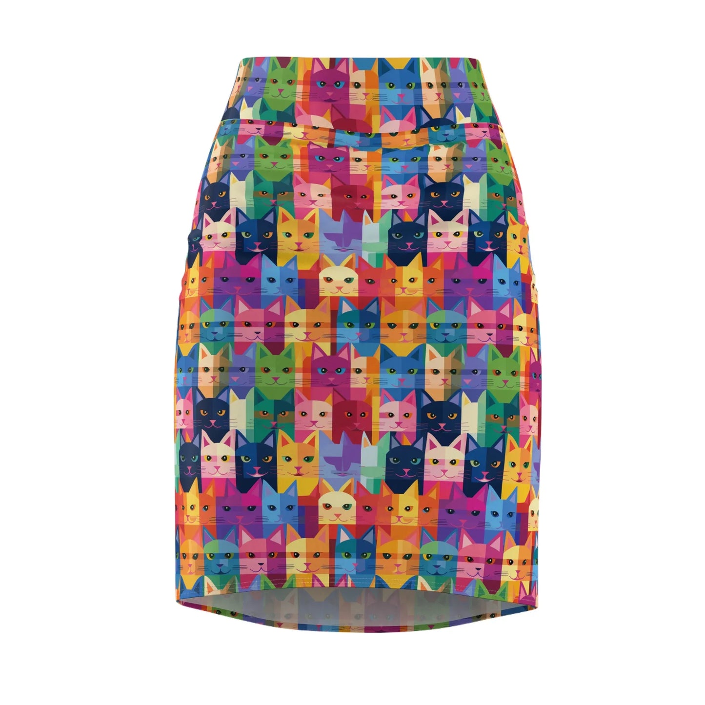 colorful-cat-v2-bleistiftrock-fur-damen-eleganter-mid-waist-rock-mit-stretch-komfort-bleistiftrock-jlr-design-4 - JLR Design