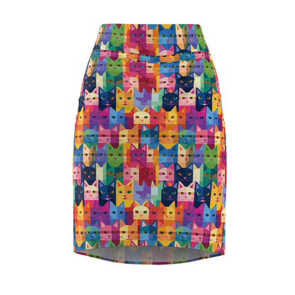 colorful-cat-v2-bleistiftrock-fur-damen-eleganter-mid-waist-rock-mit-stretch-komfort-bleistiftrock-jlr-design-4 - JLR Design