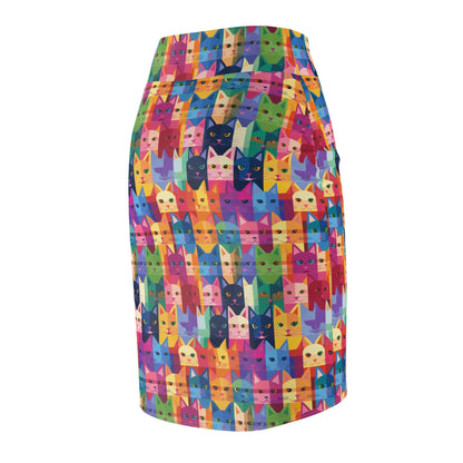 colorful-cat-v2-bleistiftrock-fur-damen-eleganter-mid-waist-rock-mit-stretch-komfort-bleistiftrock-jlr-design-7 - JLR Design