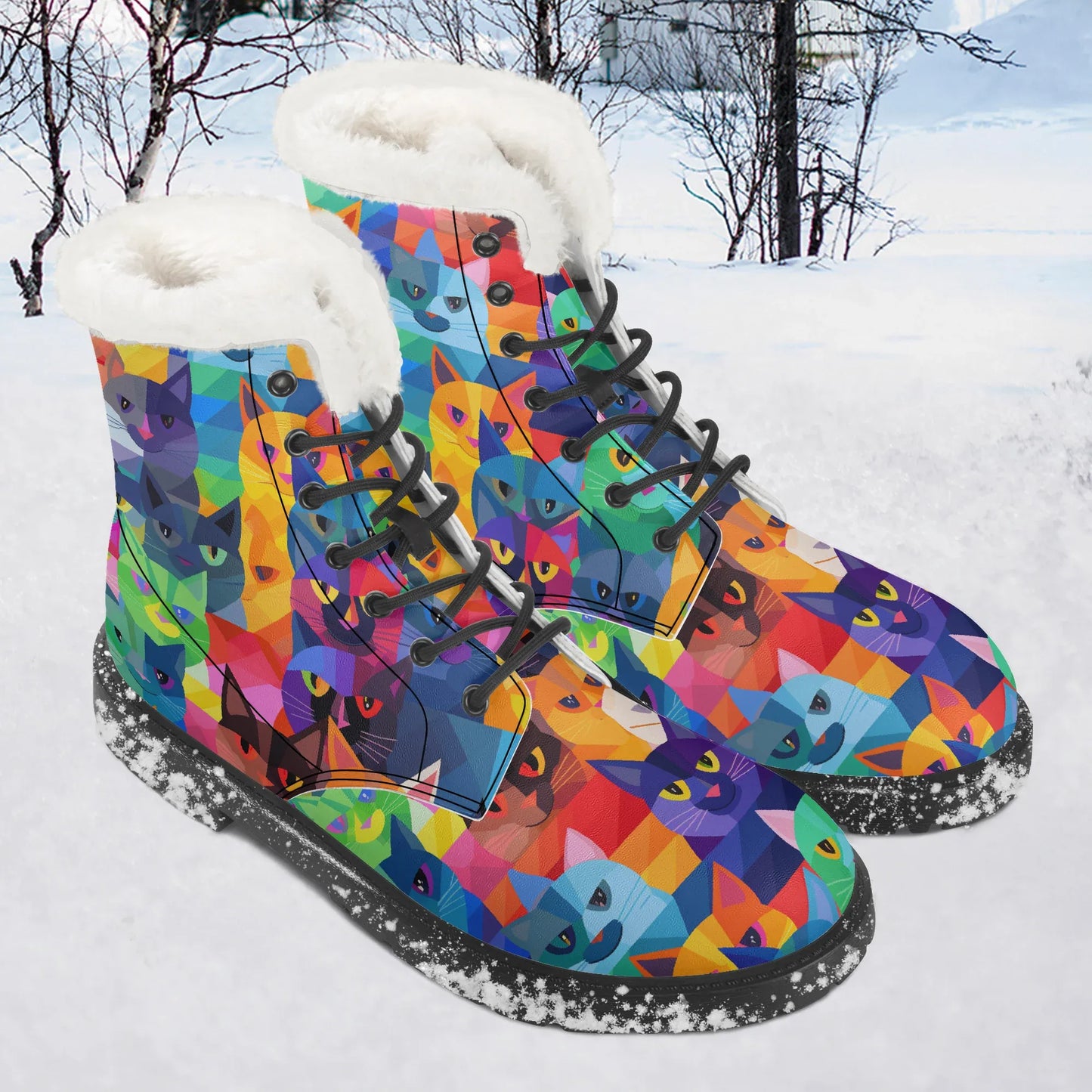 colorful-cats-faux-fur-leder-boots-boots-jlr-design-1 - JLR Design