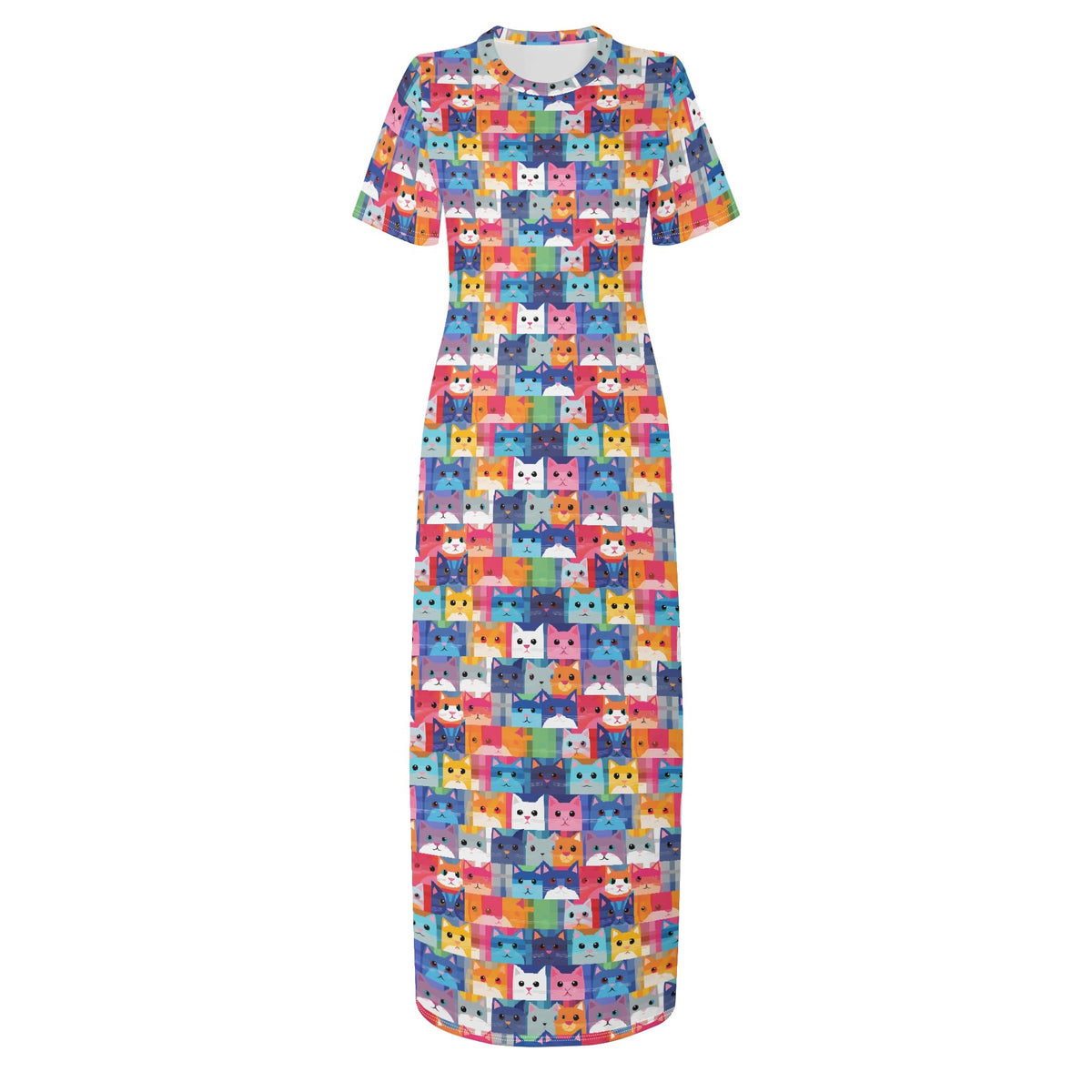 colorful-cats-v2-bodycon-maxi-dress-long-dress-jlr-design-jlr-design-de-3 - JLR Design