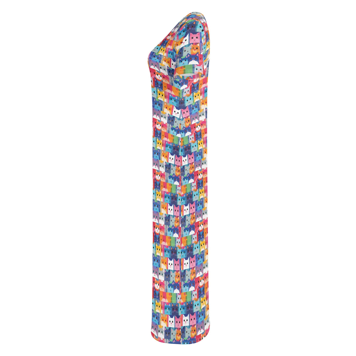 colorful-cats-v2-bodycon-maxi-dress-long-dress-jlr-design-jlr-design-de-6 - JLR Design