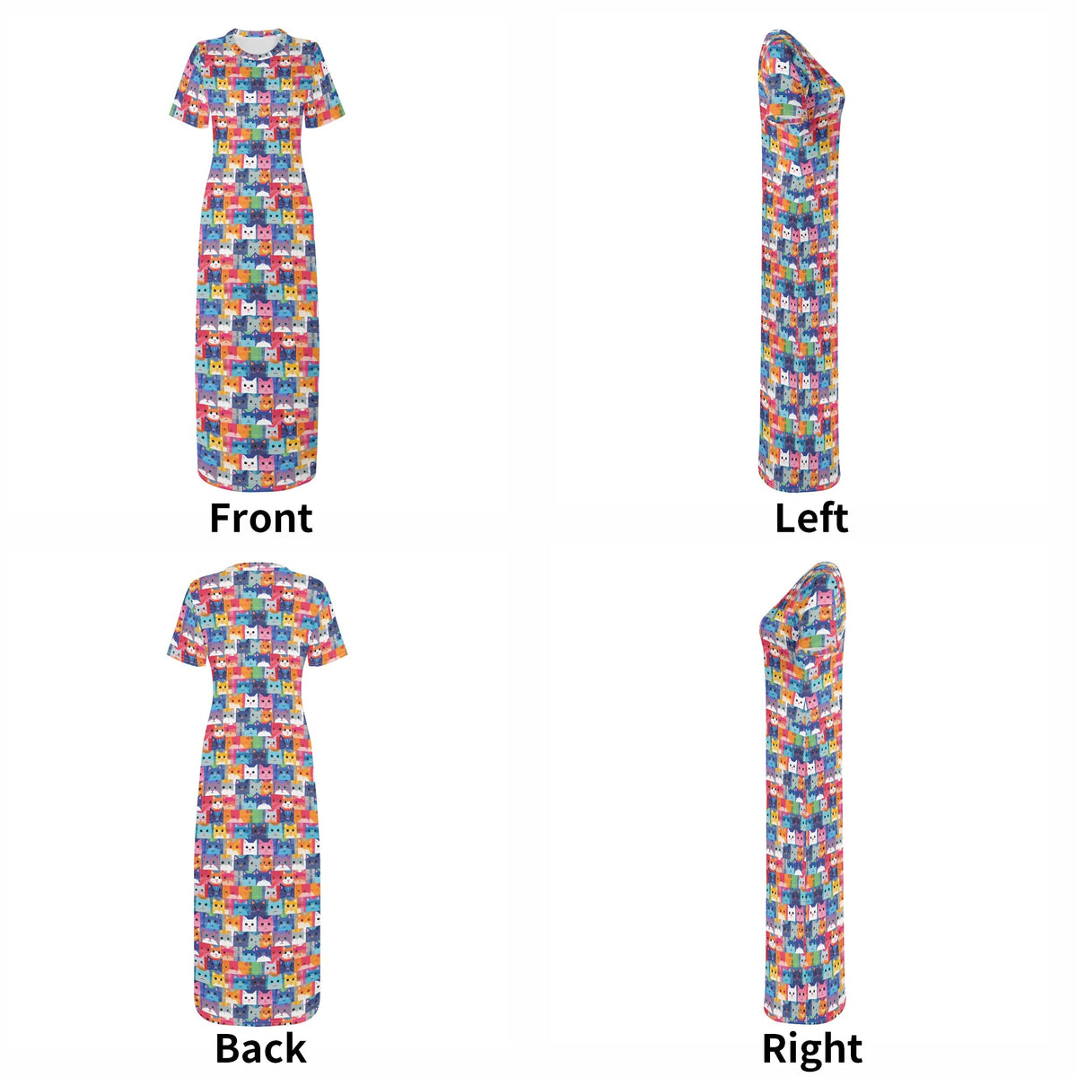 colorful-cats-v2-bodycon-maxi-dress-long-dress-jlr-design-jlr-design-de-7 - JLR Design