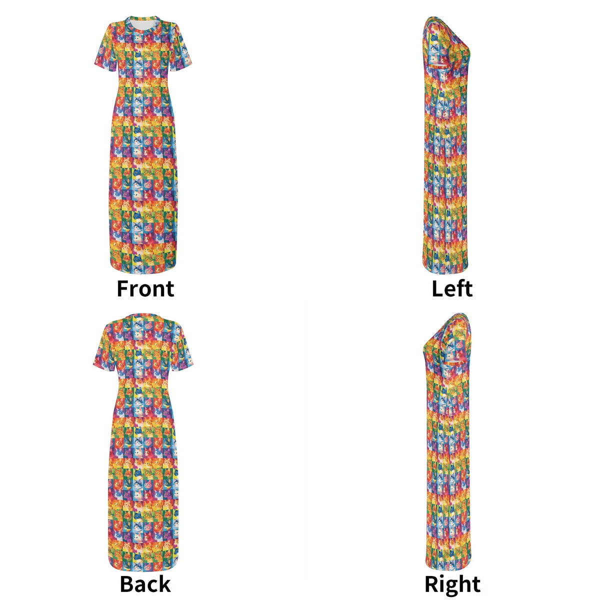 colorful-cats-v3-bodycon-maxi-dress-long-dress-jlr-design-jlr-design-de-7 - JLR Design