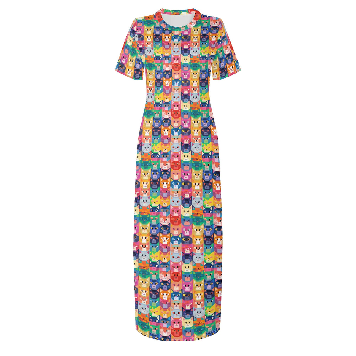 colorful-cats-v4-bodycon-maxi-dress-long-dress-jlr-design-jlr-design-de-3 - JLR Design