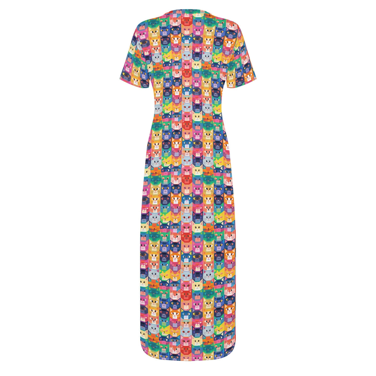 colorful-cats-v4-bodycon-maxi-dress-long-dress-jlr-design-jlr-design-de-4 - JLR Design