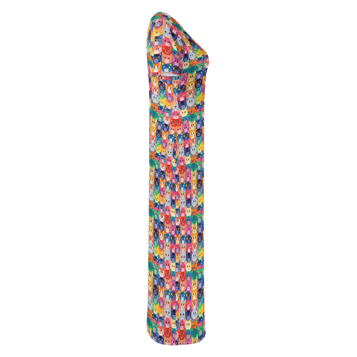 colorful-cats-v4-bodycon-maxi-dress-long-dress-jlr-design-jlr-design-de-5 - JLR Design