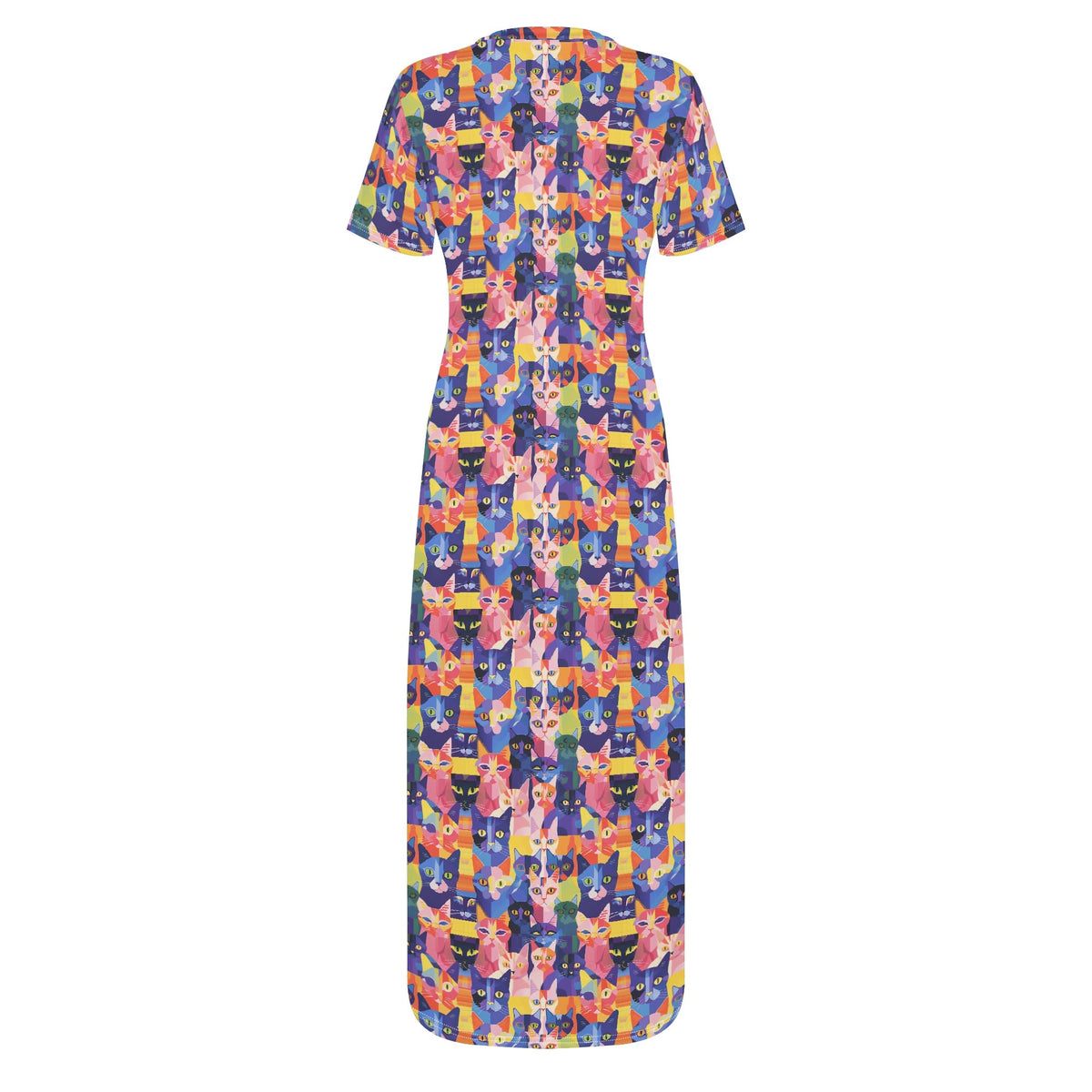 colorful-cats-v5-bodycon-maxi-dress-long-dress-jlr-design-jlr-design-de-4 - JLR Design