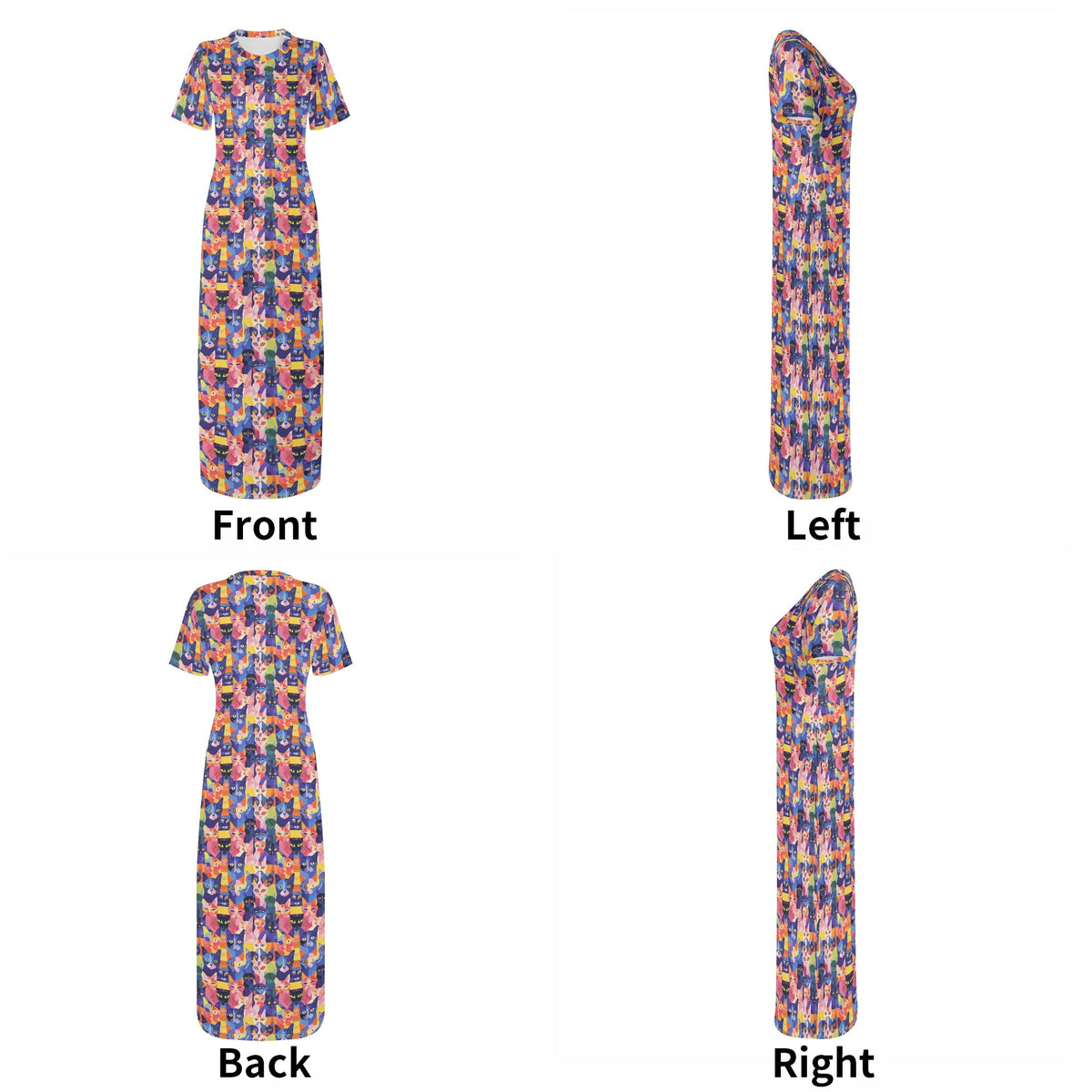 colorful-cats-v5-bodycon-maxi-dress-long-dress-jlr-design-jlr-design-de-7 - JLR Design