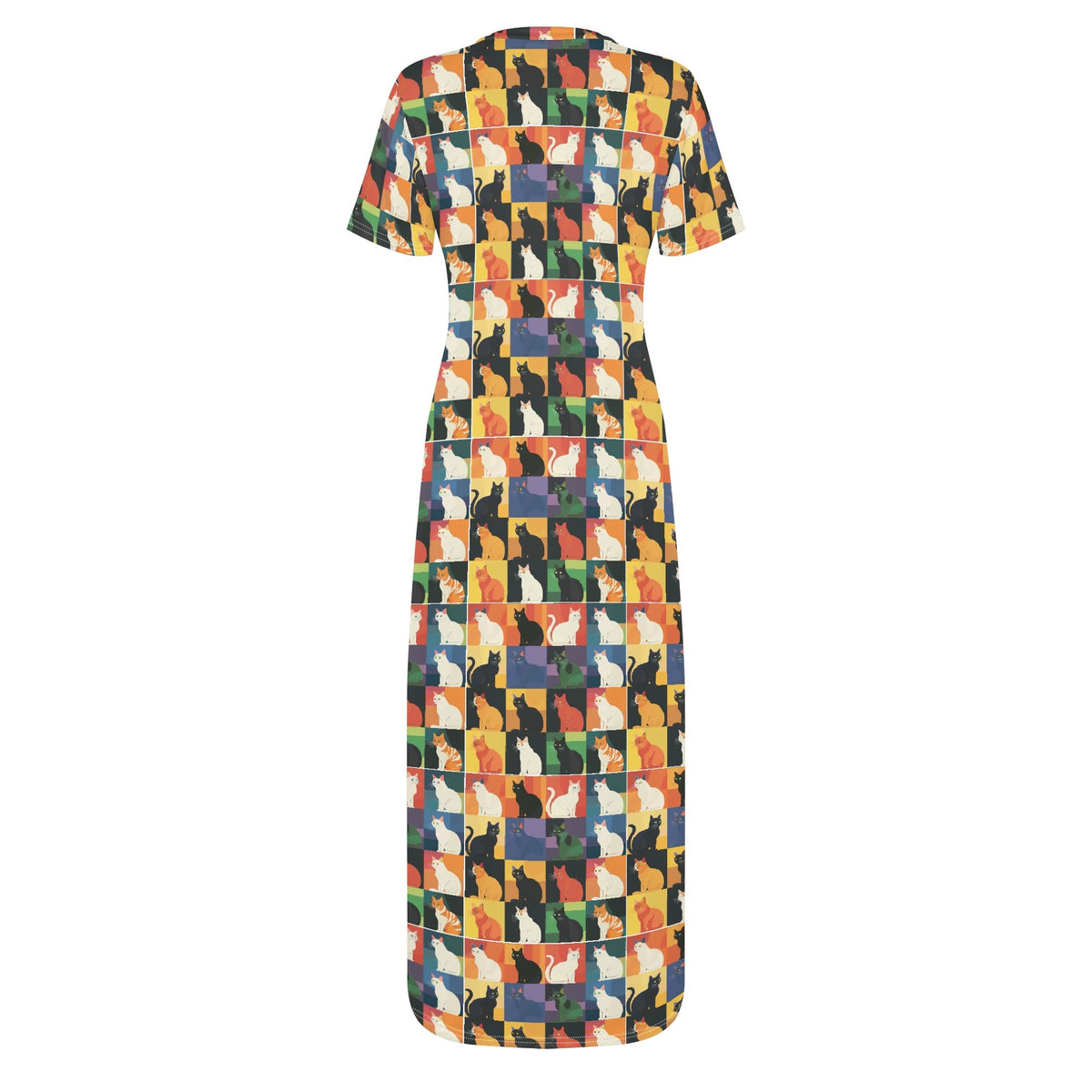 colorful-cats-v6-bodycon-maxi-dress-long-dress-jlr-design-jlr-design-de-4 - JLR Design