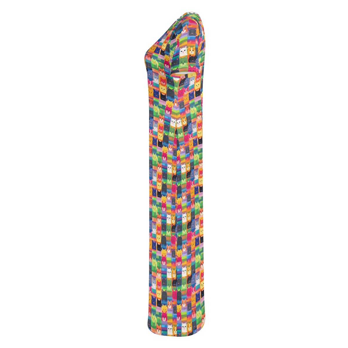 colorful-cats-v7-bodycon-maxi-dress-long-dress-jlr-design-jlr-design-de-6 - JLR Design
