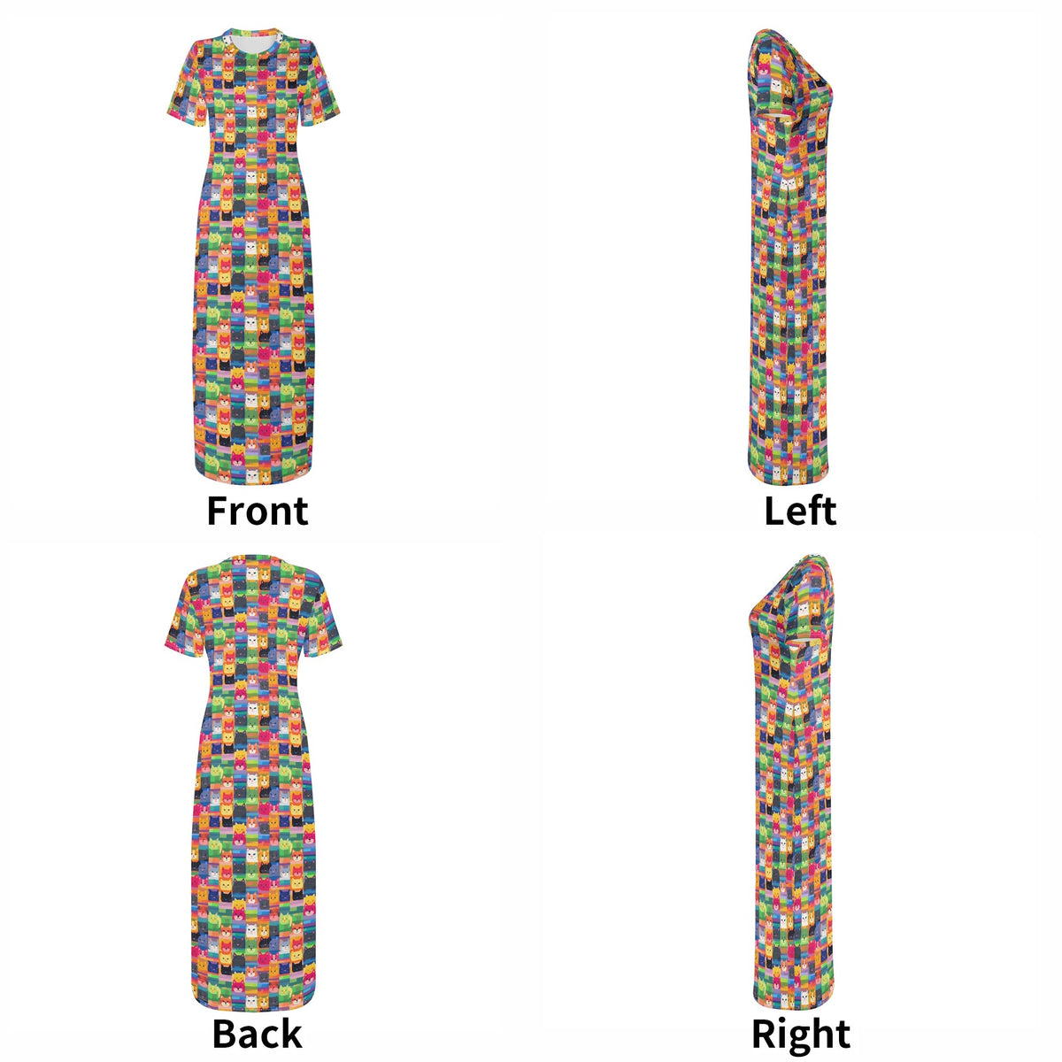 colorful-cats-v7-bodycon-maxi-dress-long-dress-jlr-design-jlr-design-de-7 - JLR Design