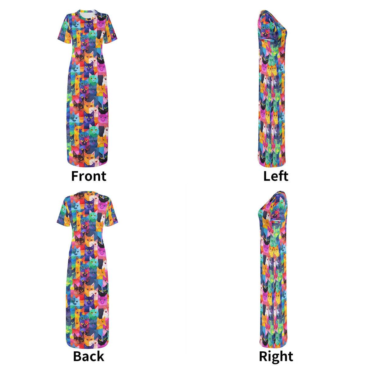 colorful-cats-v8-bodycon-maxi-dress-long-dress-jlr-design-jlr-design-de-7 - JLR Design