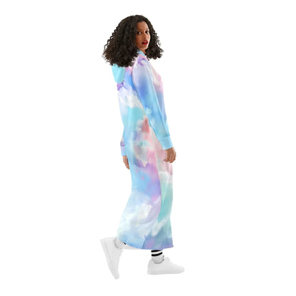 colorful-clouds-damen-maxi-hoodiekleid-knochellanges-kapuzenkleid-aus-weich-angerautem-fleece-hoodiekleid-jlr-design-3 - JLR Design