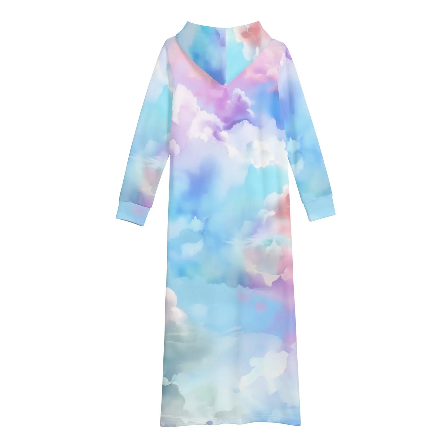 colorful-clouds-damen-maxi-hoodiekleid-knochellanges-kapuzenkleid-aus-weich-angerautem-fleece-hoodiekleid-jlr-design-5 - JLR Design