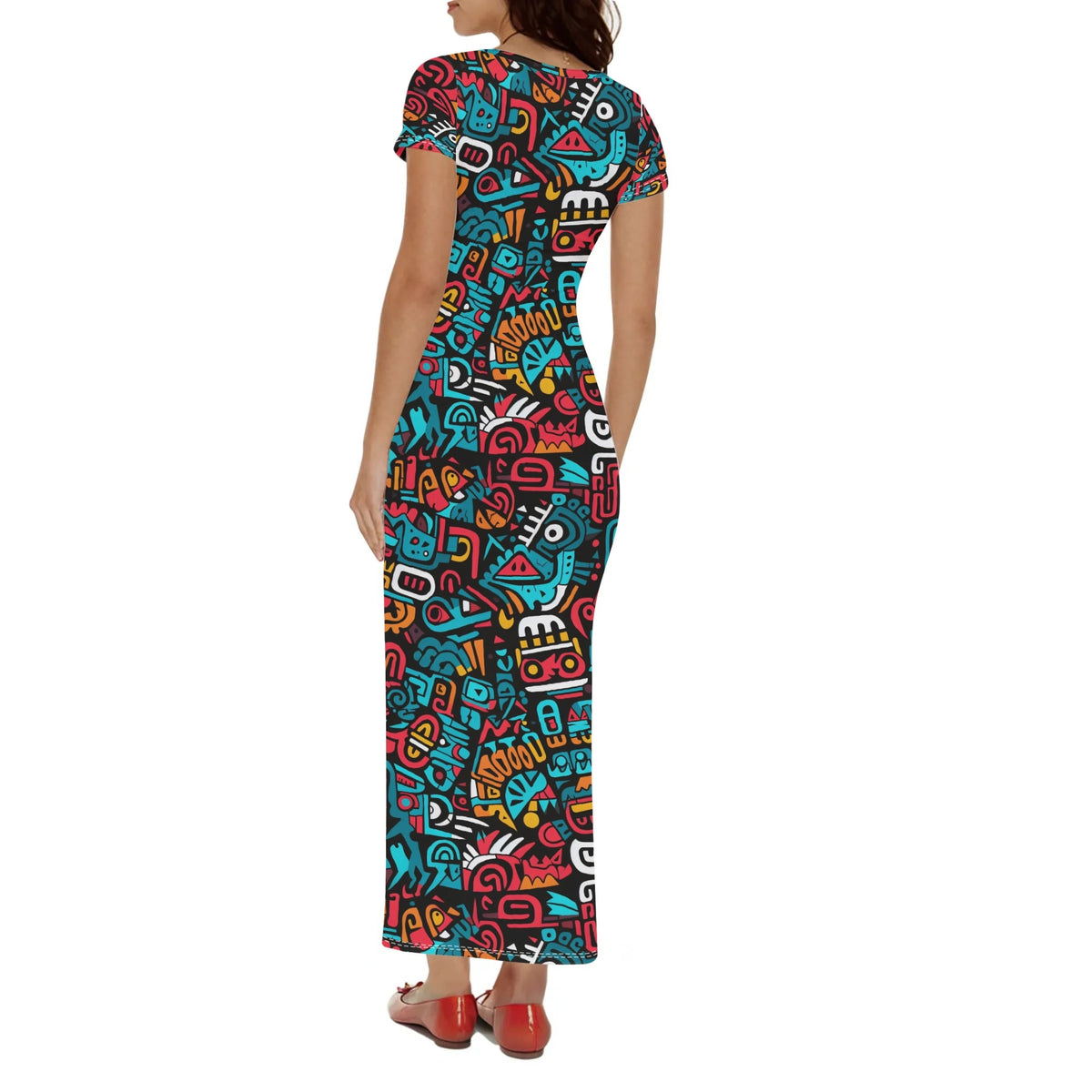 colorful-graffiti-pop-art-v8-bodycon-maxi-dress-long-dress-jlr-design-jlr-design-de-2 - JLR Design