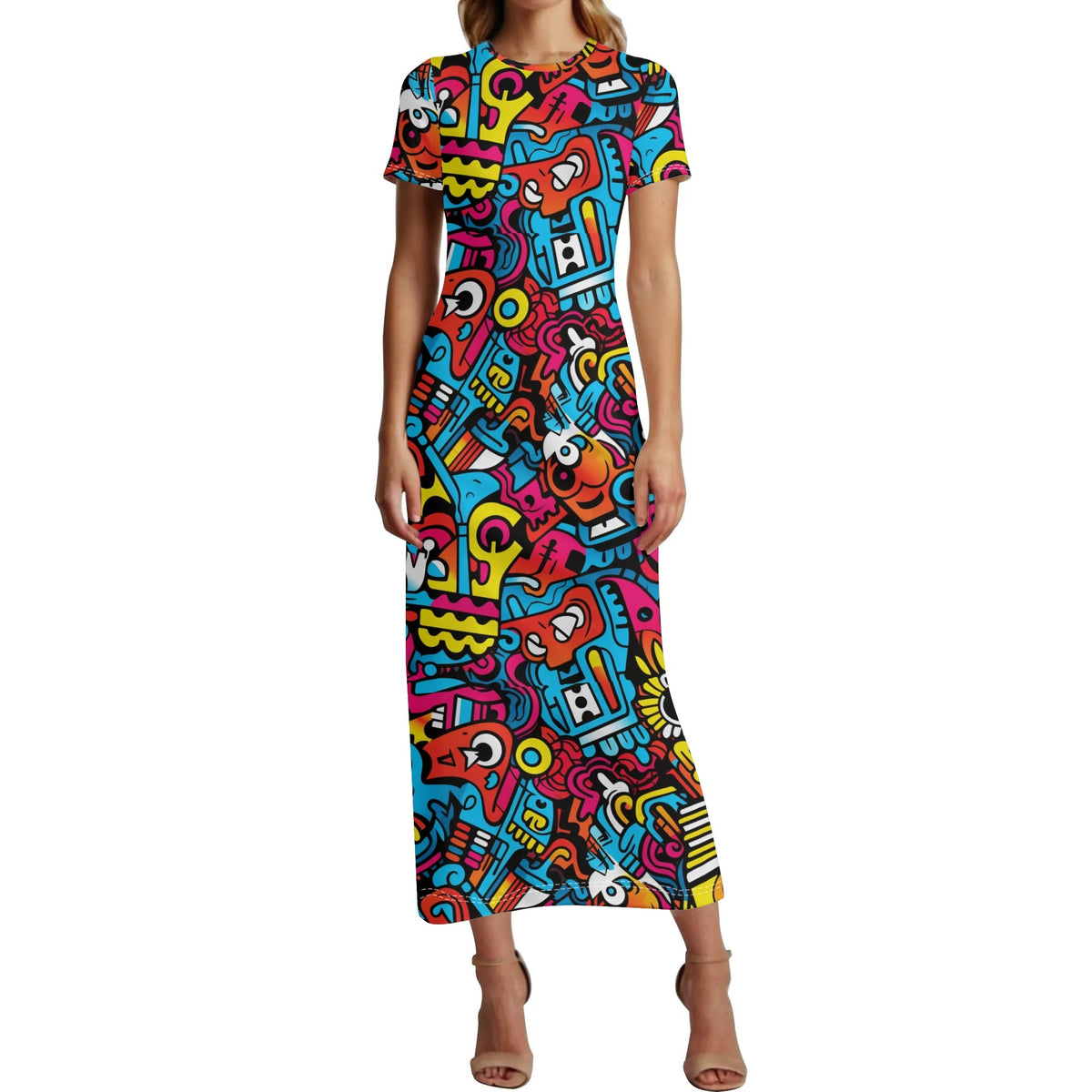 colorful-graffiti-pop-art-v9-bodycon-maxi-dress-long-dress-jlr-design-jlr-design-de-1 - JLR Design