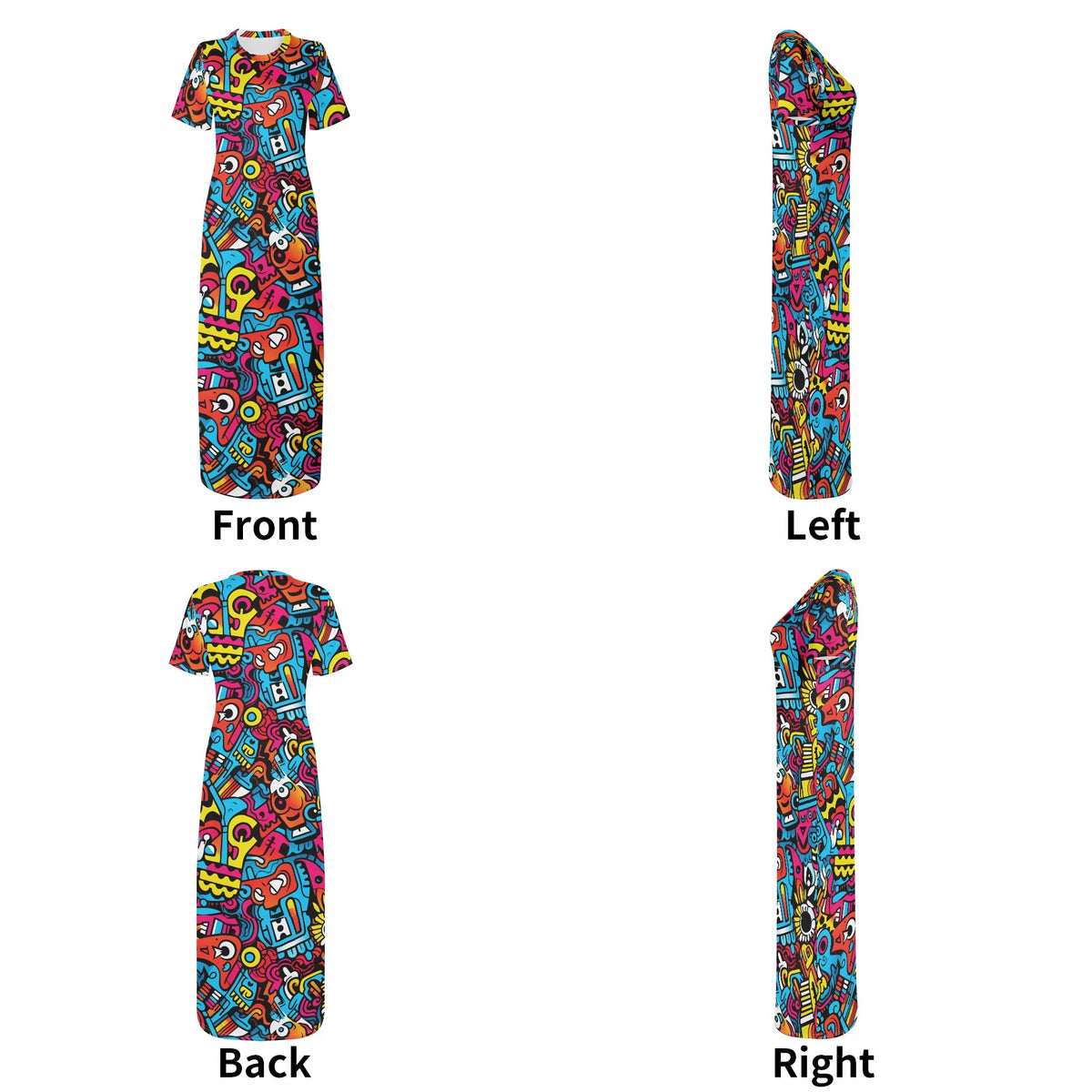 colorful-graffiti-pop-art-v9-bodycon-maxi-dress-long-dress-jlr-design-jlr-design-de-7 - JLR Design