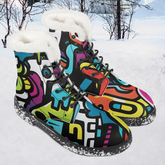 colorful-graffiti-v1-faux-fur-leder-boots-boots-jlr-design-1 - JLR Design