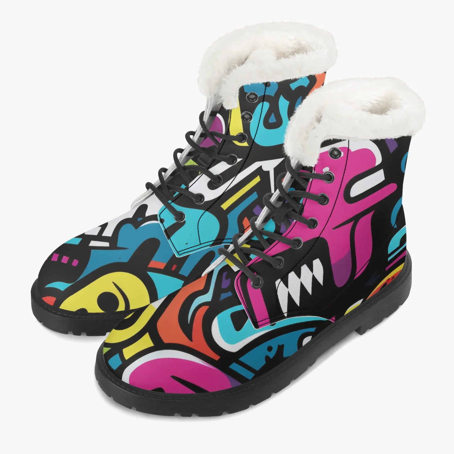 colorful-graffiti-v1-faux-fur-leder-boots-boots-jlr-design-2 - JLR Design