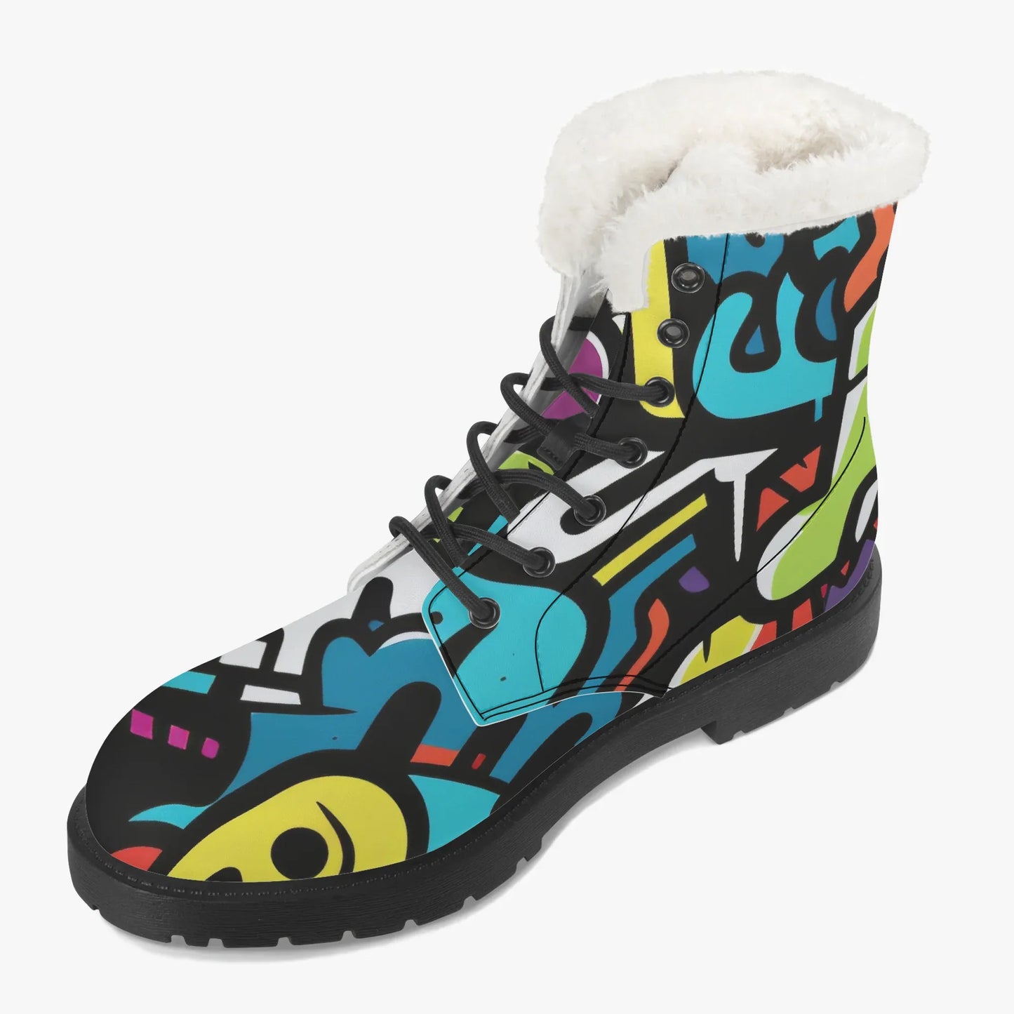 colorful-graffiti-v1-faux-fur-leder-boots-boots-jlr-design-3 - JLR Design