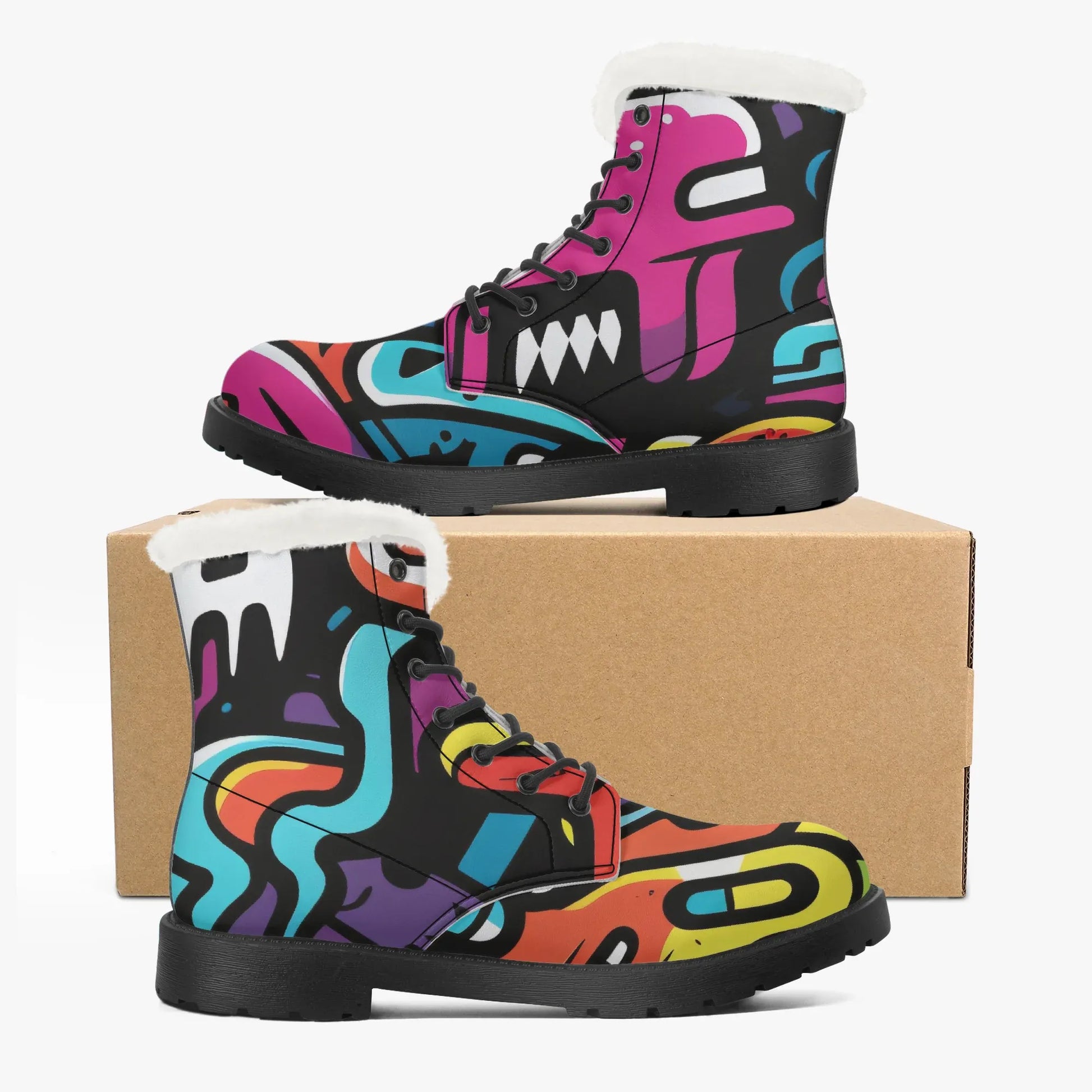 colorful-graffiti-v1-faux-fur-leder-boots-boots-jlr-design-5 - JLR Design