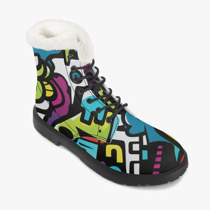 colorful-graffiti-v1-faux-fur-leder-boots-boots-jlr-design-7 - JLR Design