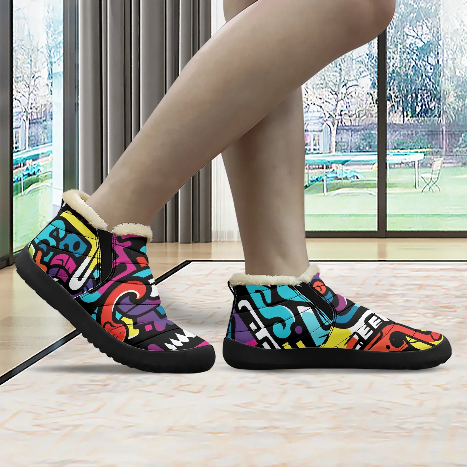 colorful-graffiti-v1-faux-fur-slipper-slipper-jlr-design-3 - JLR Design