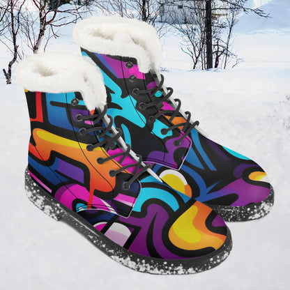 colorful-graffiti-v2-faux-fur-leder-boots-boots-jlr-design-1 - JLR Design