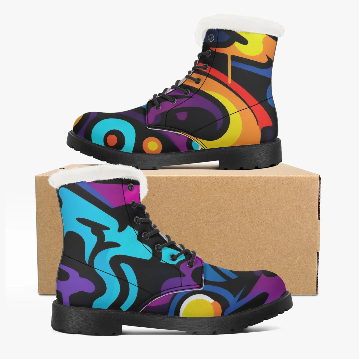 colorful-graffiti-v2-faux-fur-leder-boots-boots-jlr-design-5 - JLR Design