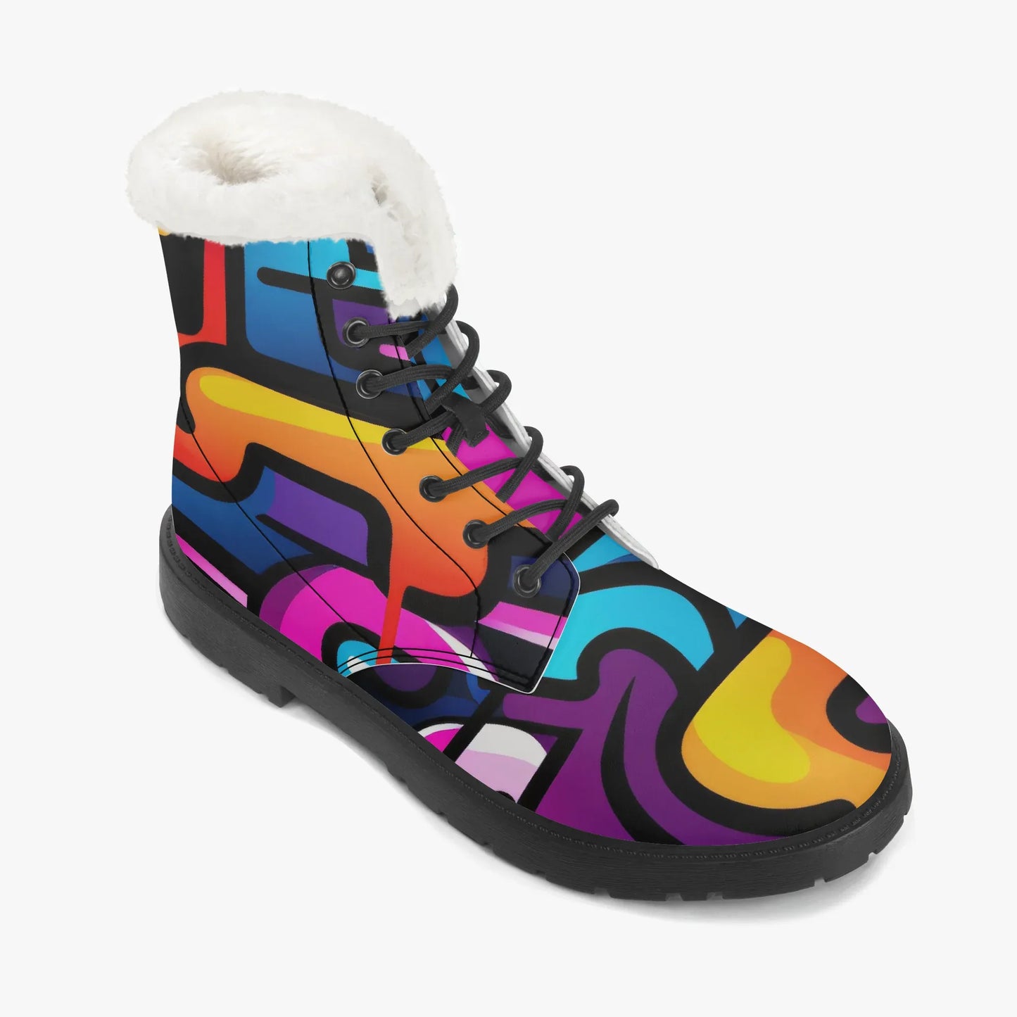 colorful-graffiti-v2-faux-fur-leder-boots-boots-jlr-design-7 - JLR Design