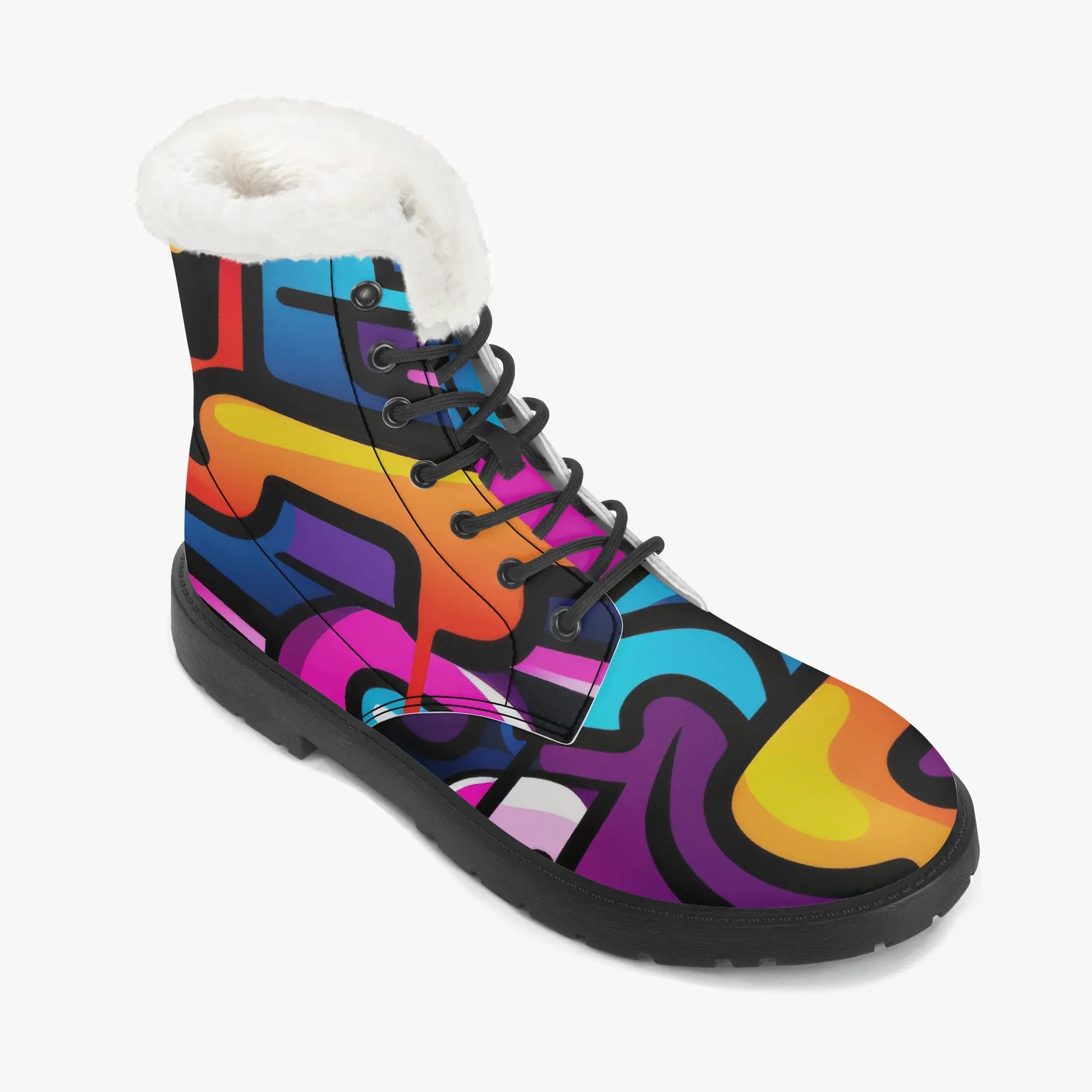 colorful-graffiti-v2-faux-fur-leder-boots-boots-jlr-design-7 - JLR Design