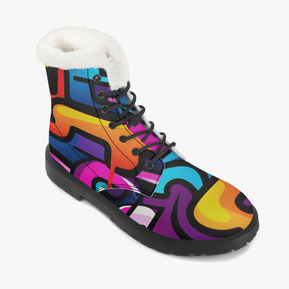 colorful-graffiti-v2-faux-fur-leder-boots-boots-jlr-design-7 - JLR Design