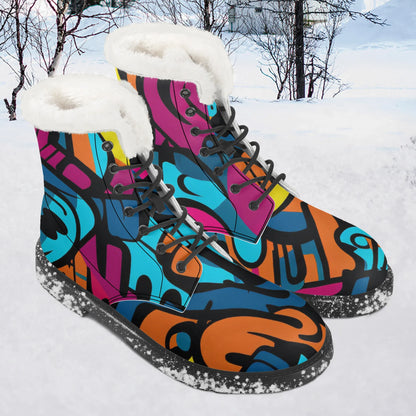 colorful-graffiti-v3-faux-fur-leder-boots-boots-jlr-design-1 - JLR Design