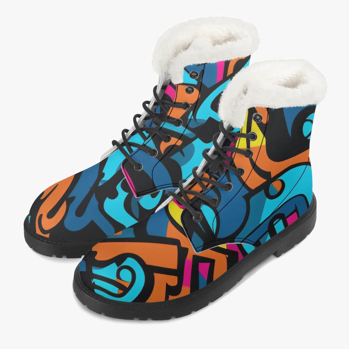 colorful-graffiti-v3-faux-fur-leder-boots-boots-jlr-design-2 - JLR Design