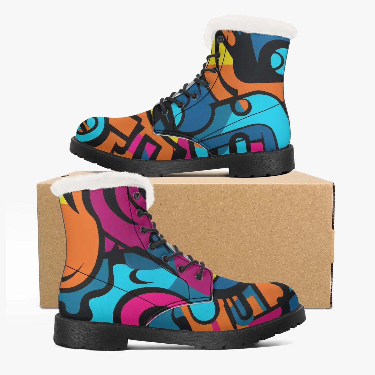 colorful-graffiti-v3-faux-fur-leder-boots-boots-jlr-design-5 - JLR Design