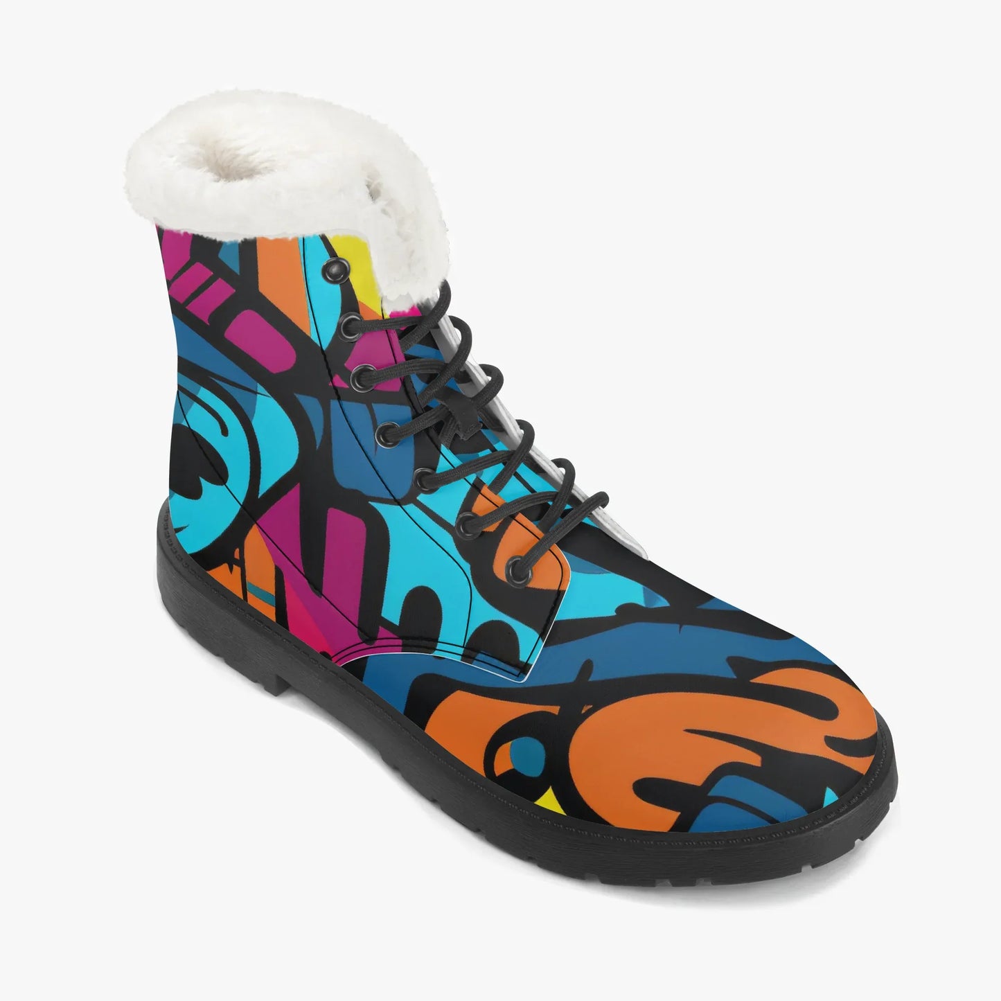 colorful-graffiti-v3-faux-fur-leder-boots-boots-jlr-design-7 - JLR Design