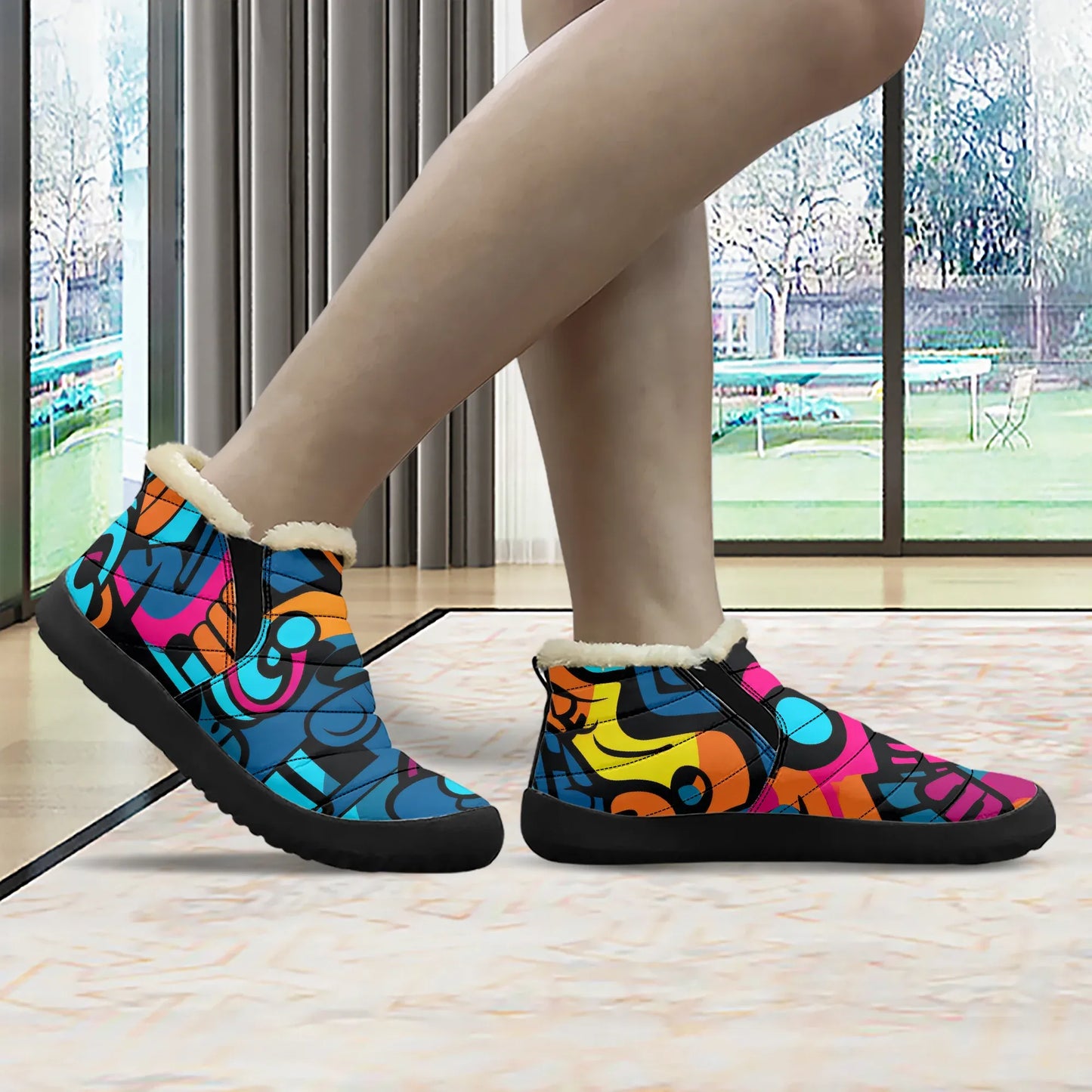 colorful-graffiti-v3-faux-fur-slipper-slipper-jlr-design-3 - JLR Design