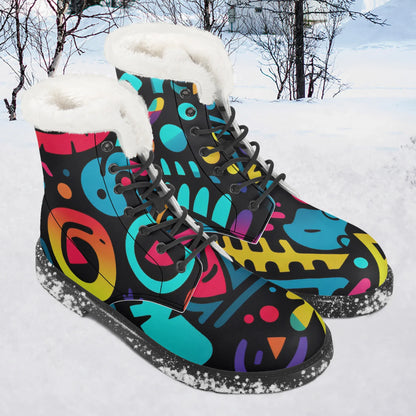 colorful-graffiti-v4-faux-fur-leder-boots-boots-jlr-design-1 - JLR Design
