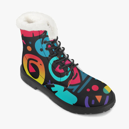 colorful-graffiti-v4-faux-fur-leder-boots-boots-jlr-design-7 - JLR Design