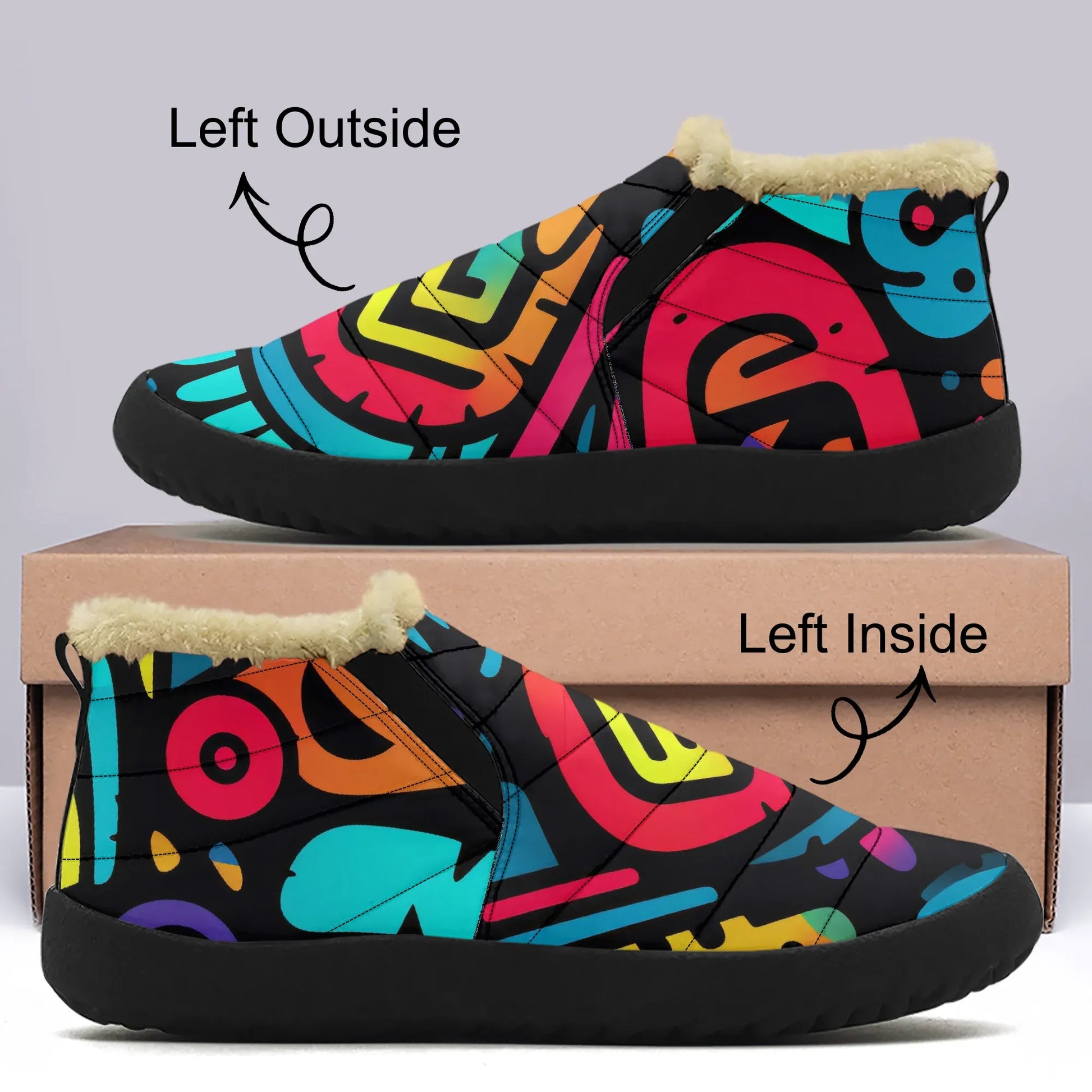 colorful-graffiti-v4-faux-fur-slipper-slipper-jlr-design-1 - JLR Design