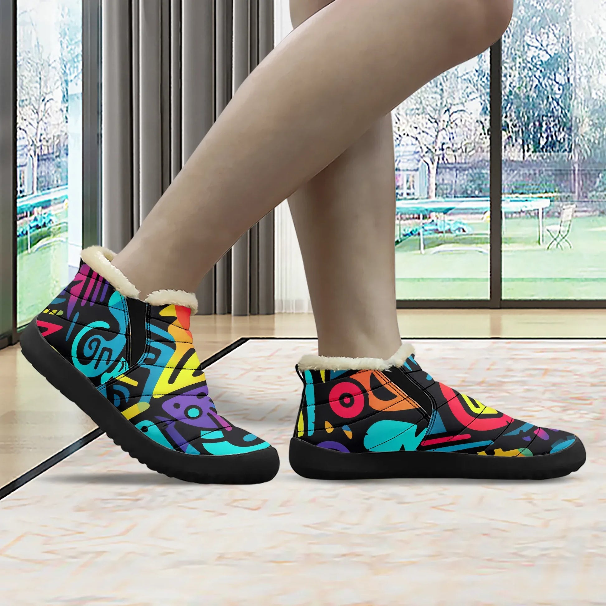 colorful-graffiti-v4-faux-fur-slipper-slipper-jlr-design-3 - JLR Design