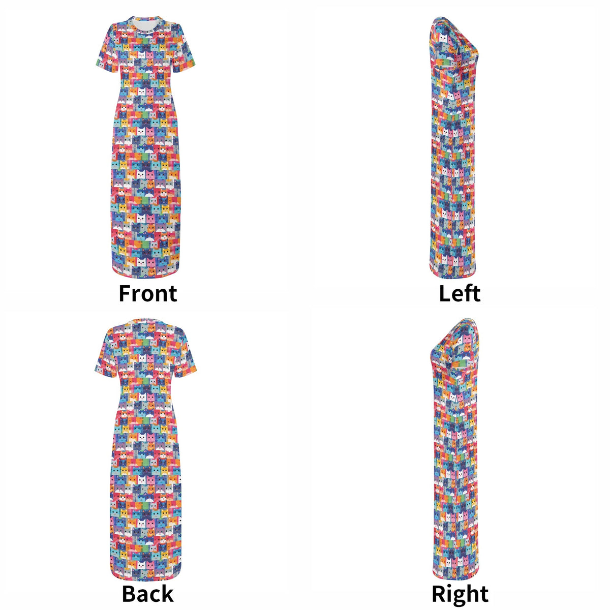 colorful-pop-arts-cats-v1-bodycon-maxi-dress-long-dress-jlr-design-jlr-design-de-7 - JLR Design