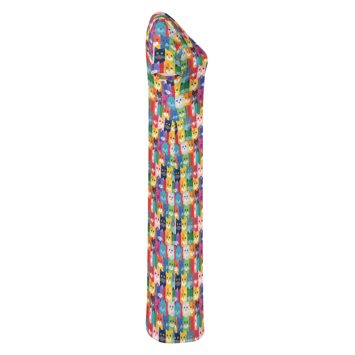 colorful-pop-arts-cats-v10-bodycon-maxi-dress-long-dress-jlr-design-jlr-design-de-5 - JLR Design