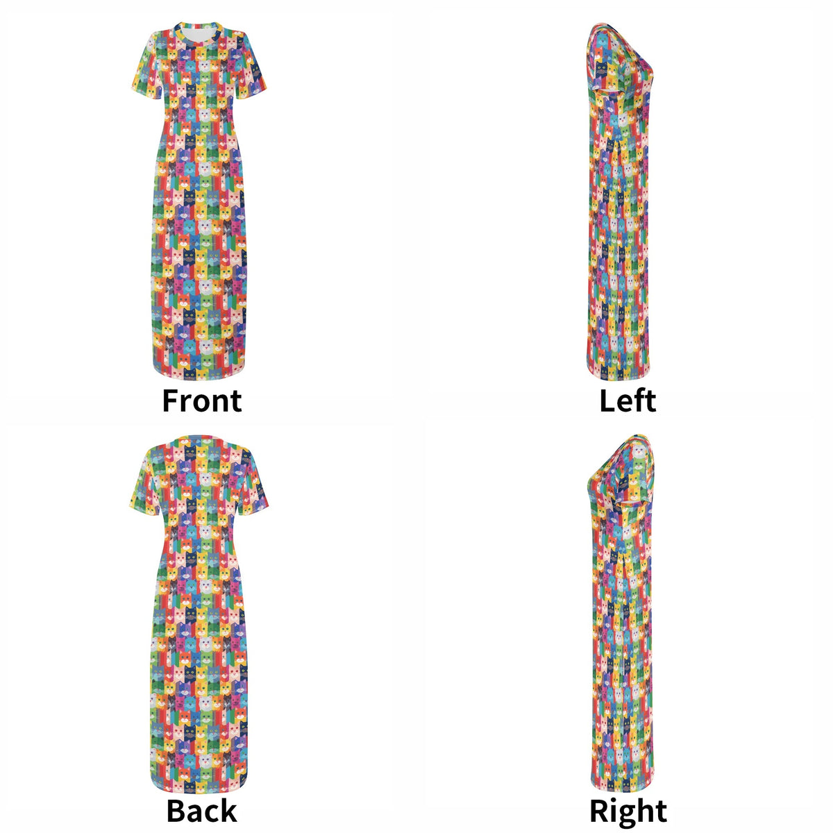 colorful-pop-arts-cats-v10-bodycon-maxi-dress-long-dress-jlr-design-jlr-design-de-7 - JLR Design