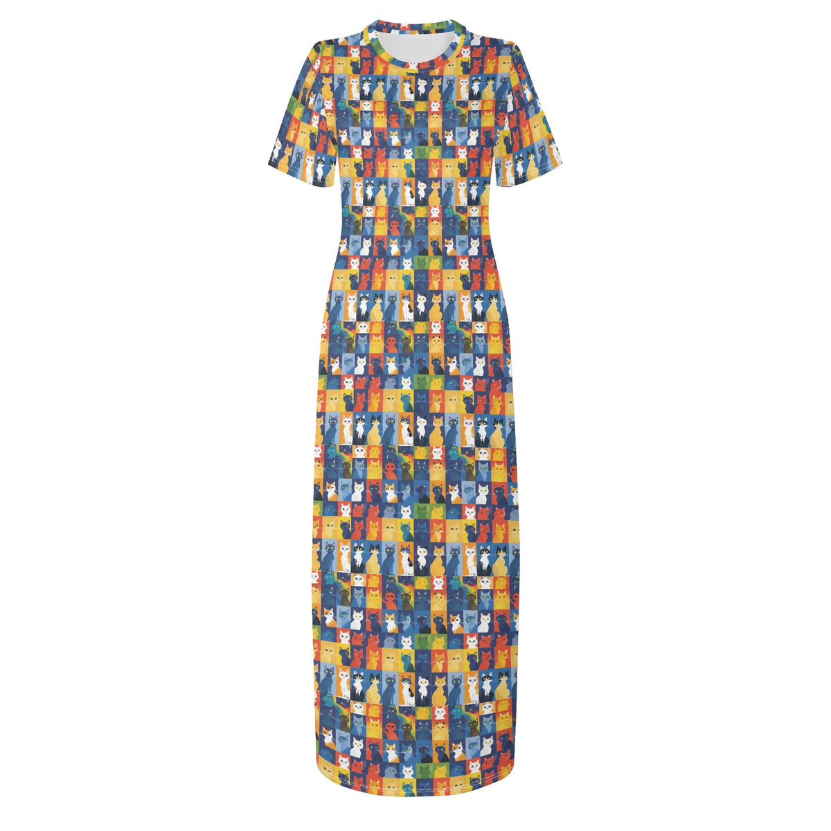 colorful-pop-arts-cats-v11-bodycon-maxi-dress-long-dress-jlr-design-jlr-design-de-3 - JLR Design