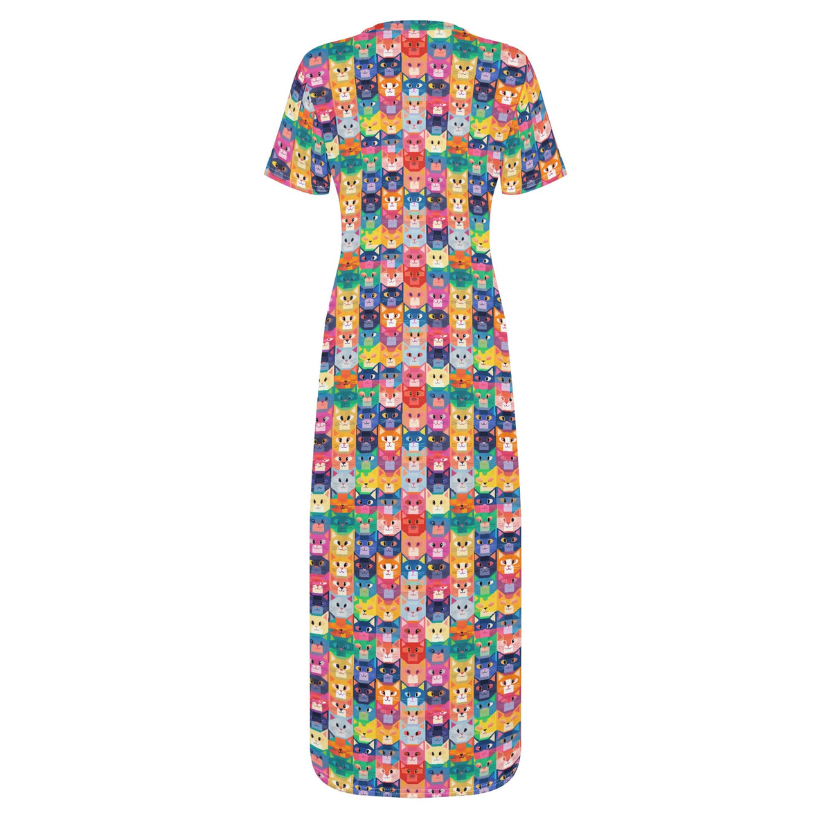 colorful-pop-arts-cats-v12-bodycon-maxi-dress-long-dress-jlr-design-jlr-design-de-4 - JLR Design